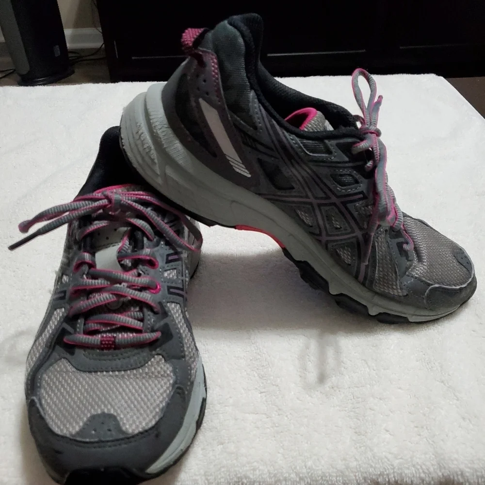 Asics Gel-Venture 6 Womens size 8.5 Trail Running Shoes Grey Pink‎ Sneakers